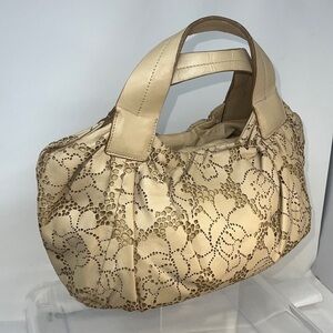 Paola del Lungo Leather Laser Cut Handbag